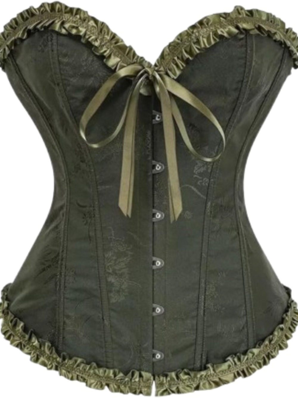 Women's Army Green Lace Up Boned Over-bust Corset Bustier Top Size Small